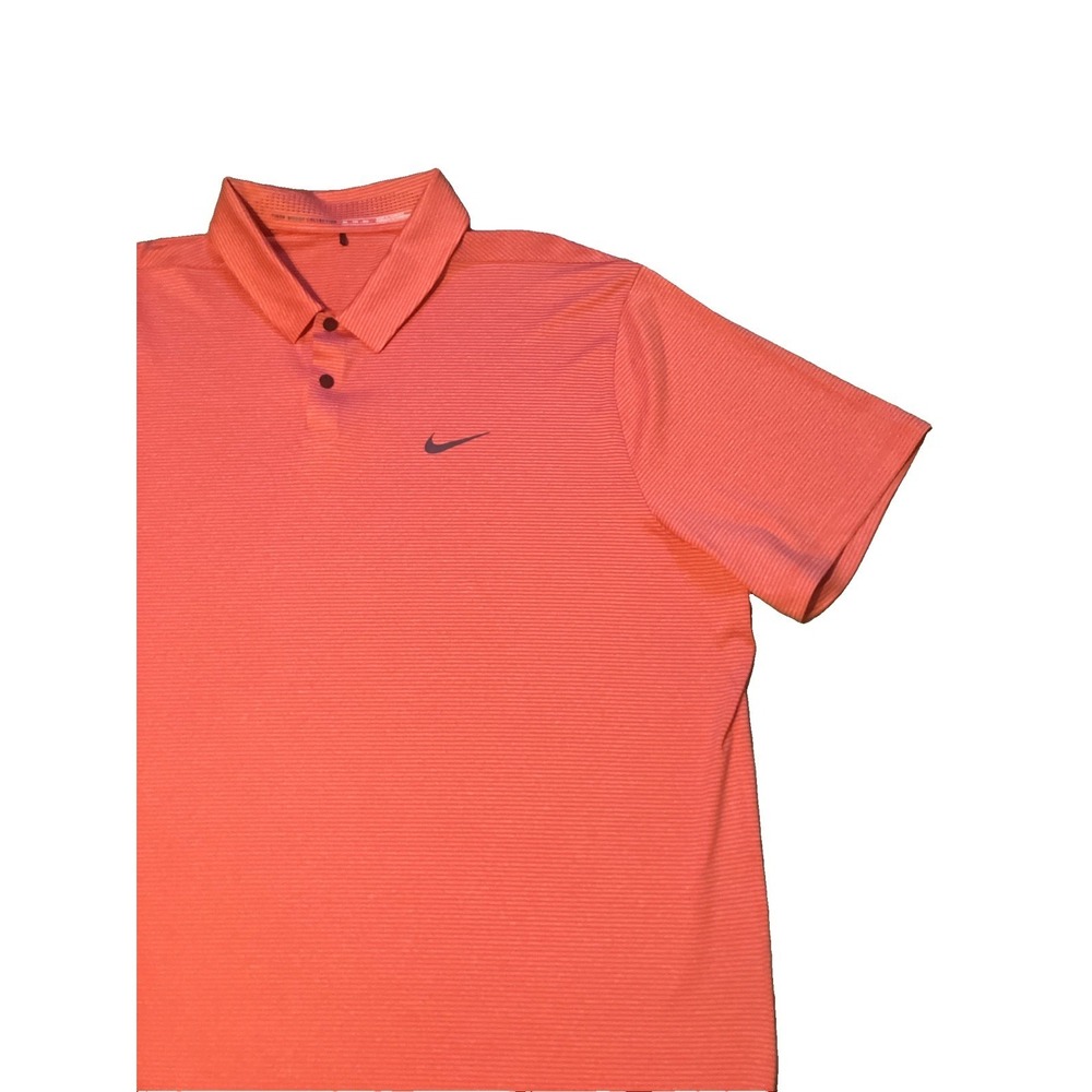 NWT Nike Tiger Woods Collection Dri-Fit‎ Golf Polo Shirt 2XL Orange Stripe